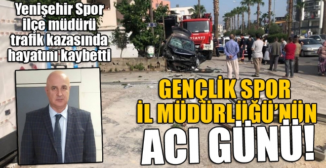 Mersin'de Yeniehir Genlik Hizmetleri ve Spor le Mdr rfan Akkar (54), otomobiliyle seyir halinde iken kaldrmdaki otobs durana arparak hayatn kaybetti. Kazada, durakta bekleyen bir gen de ar yaraland. 